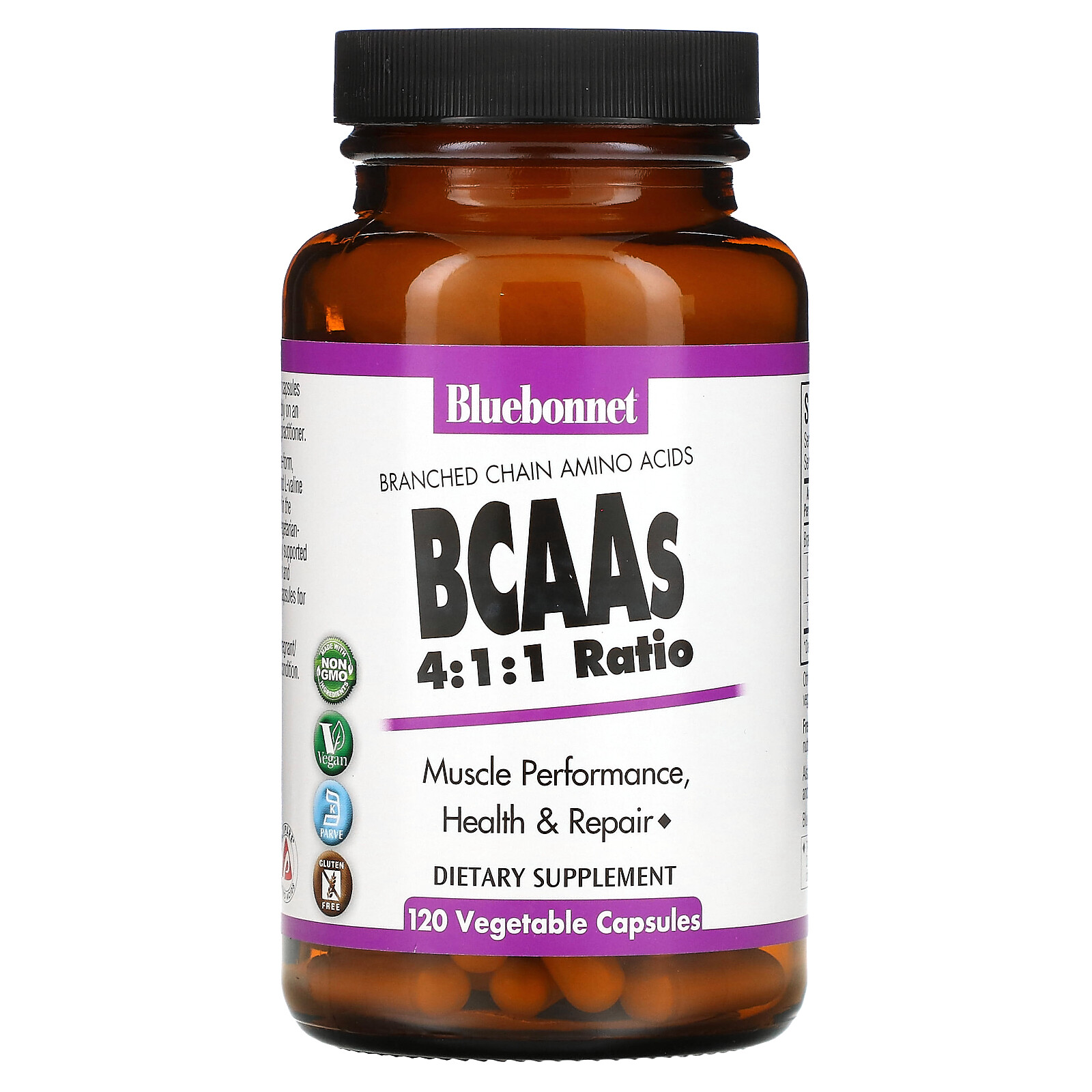 BCAAs 4:1:1 Ratio, 120 Vegetable Capsules