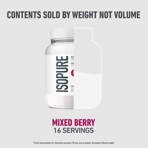 Isopure Clear Low Carb 100% Whey Protein Isolate Powder, Mixed Berry,32 Servings