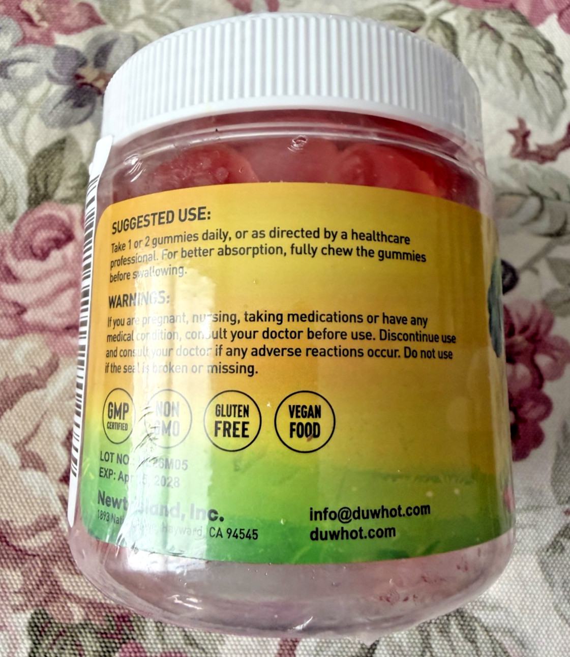 duwhot brand Kids Fiber Gummies 5g, Prebiotic Fiber Supplement with Probiotics