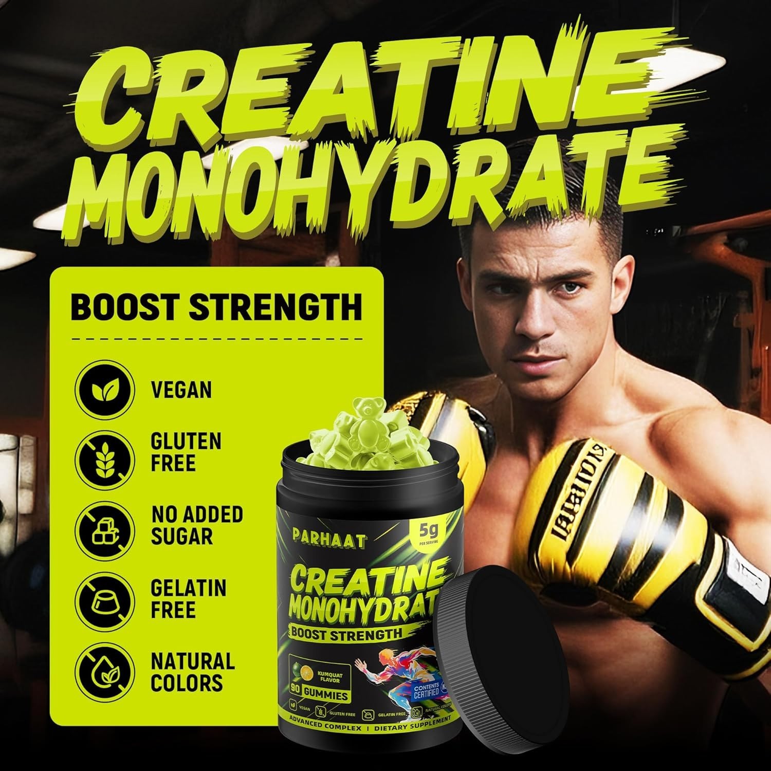 Parhaat NSF Certified Creatine Gummy – Creatine Monohydrate Gummies 5g