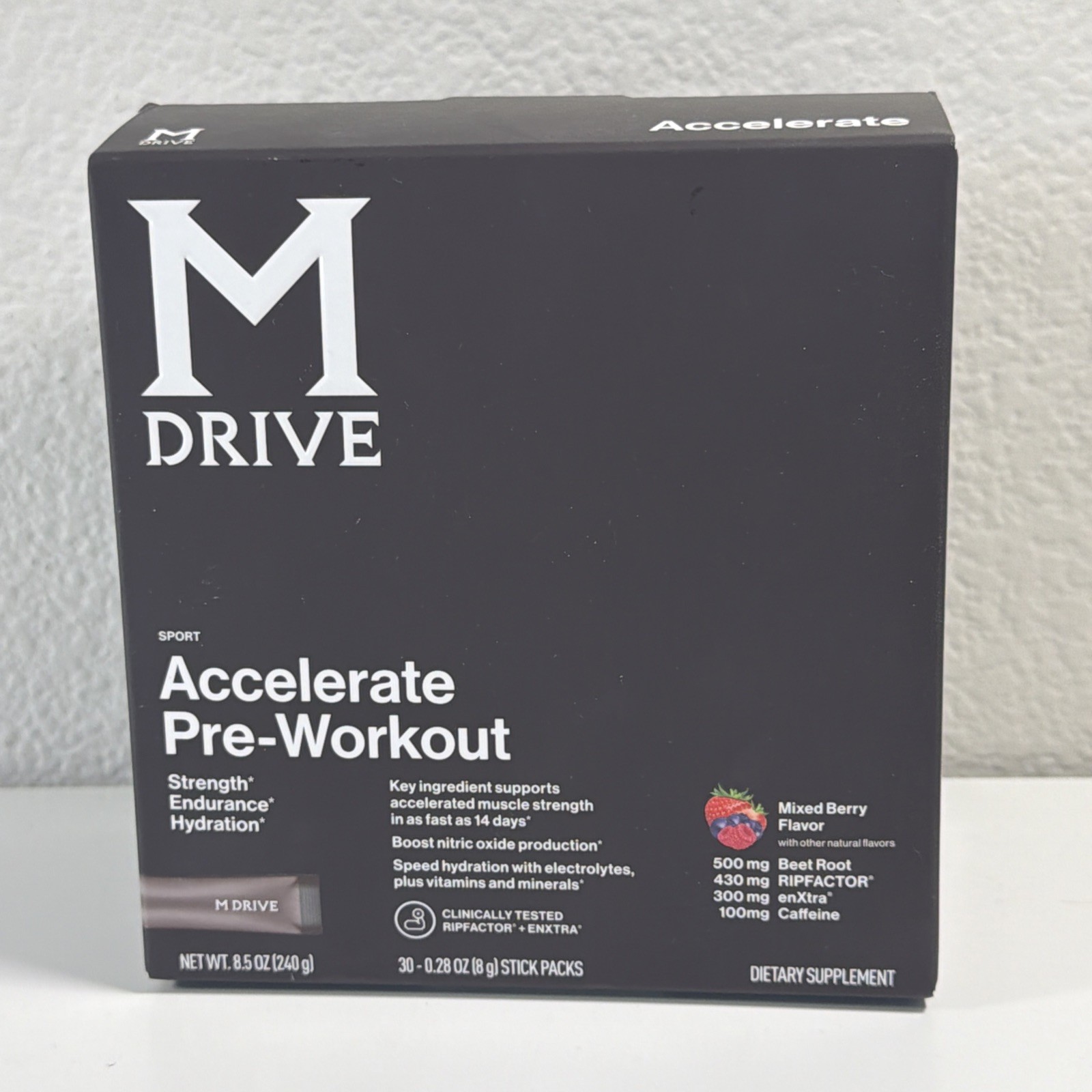M Drive Accelerate Pre Workout Mix Berry 30 Packs Strength Endurance 06/2027 New