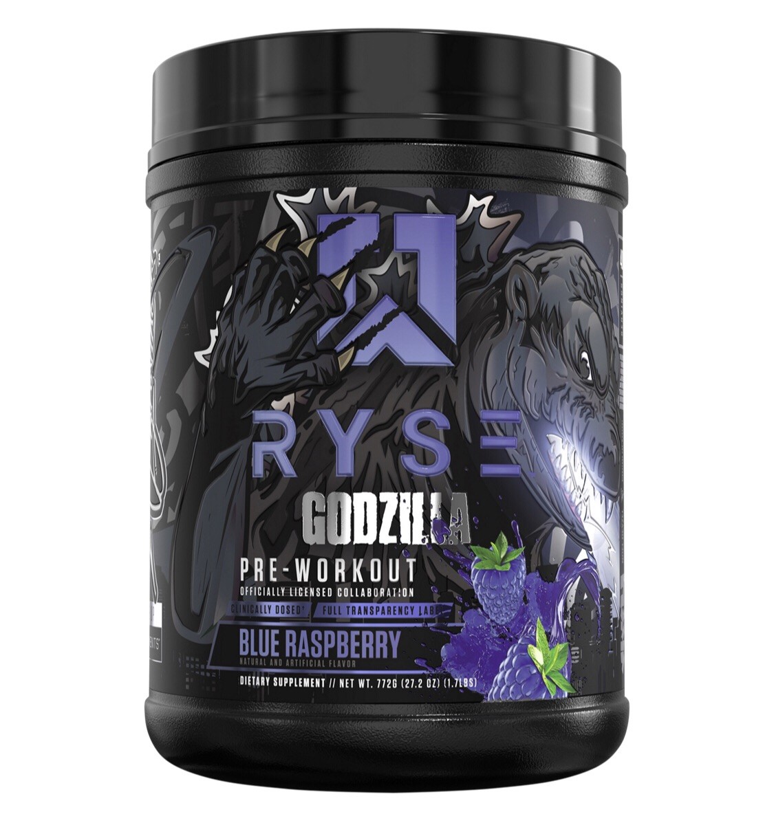 RYSE Godzilla Pre-Workout, Blue Raspberry 772g (40 serving) Citrulline Nitrate