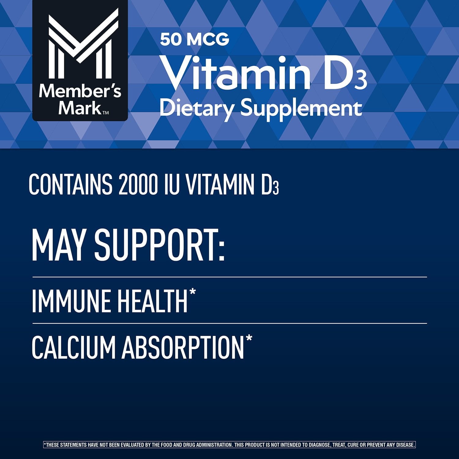 Member’s Mark Vitamin D3, 50 mcg, Dietary Supplement ( 400 ct )