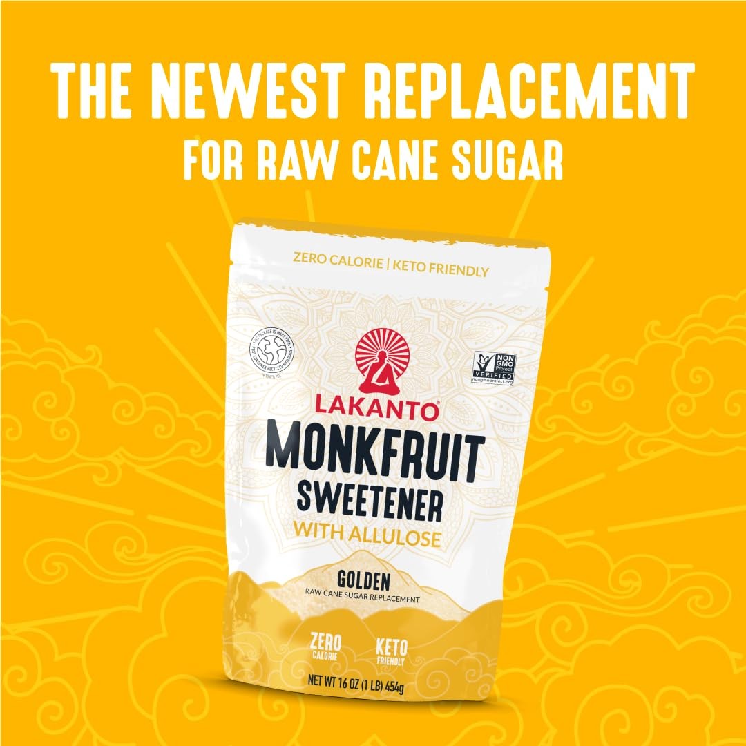 Lakanto Golden Monk Fruit Sweetener with Allulose – Raw 16 Ounce (Pack of 1)