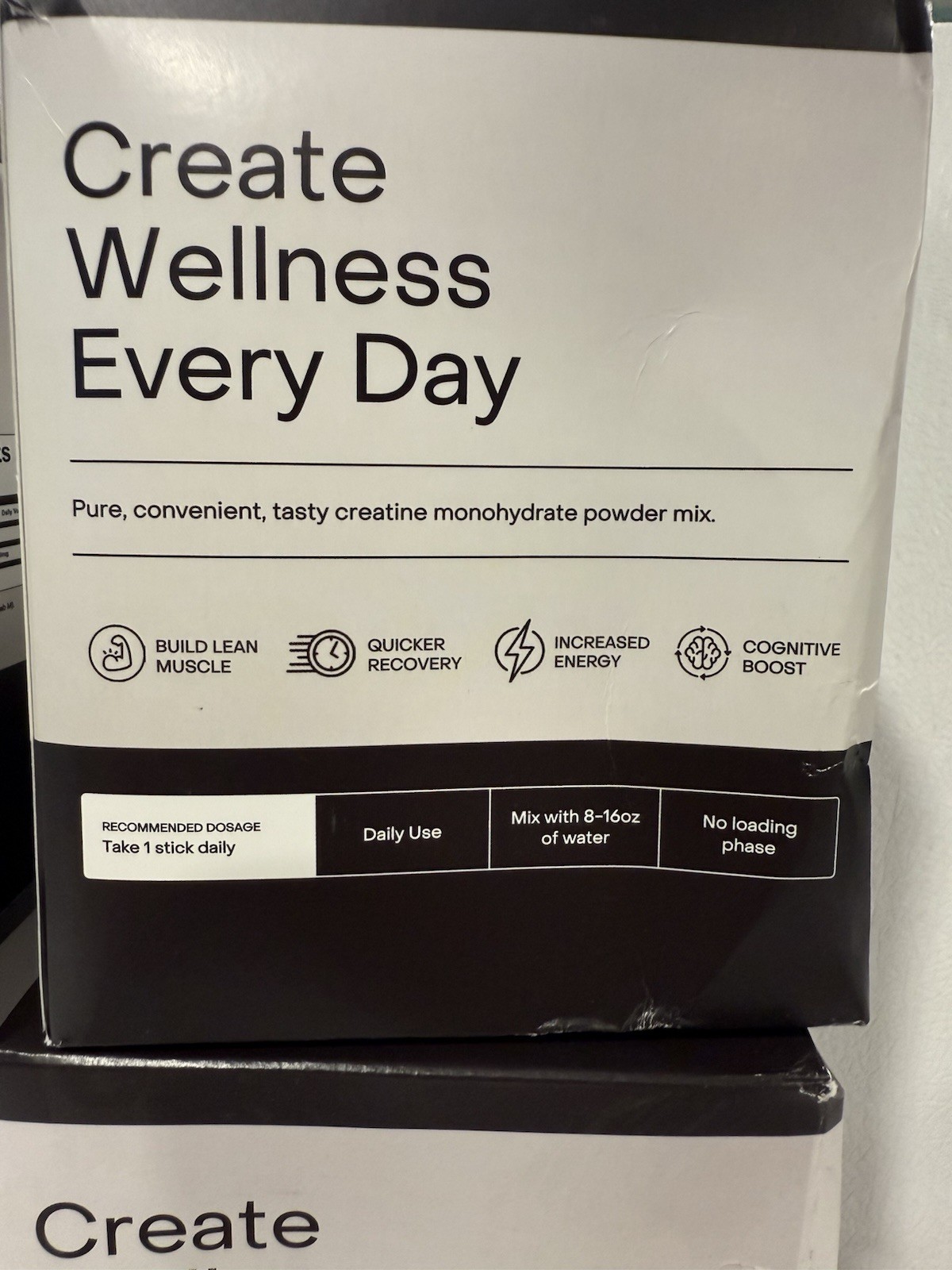 Create Creatine Monohydrate Unflavored Powder 30 Stick Packs Non-GMO Gluten-Free