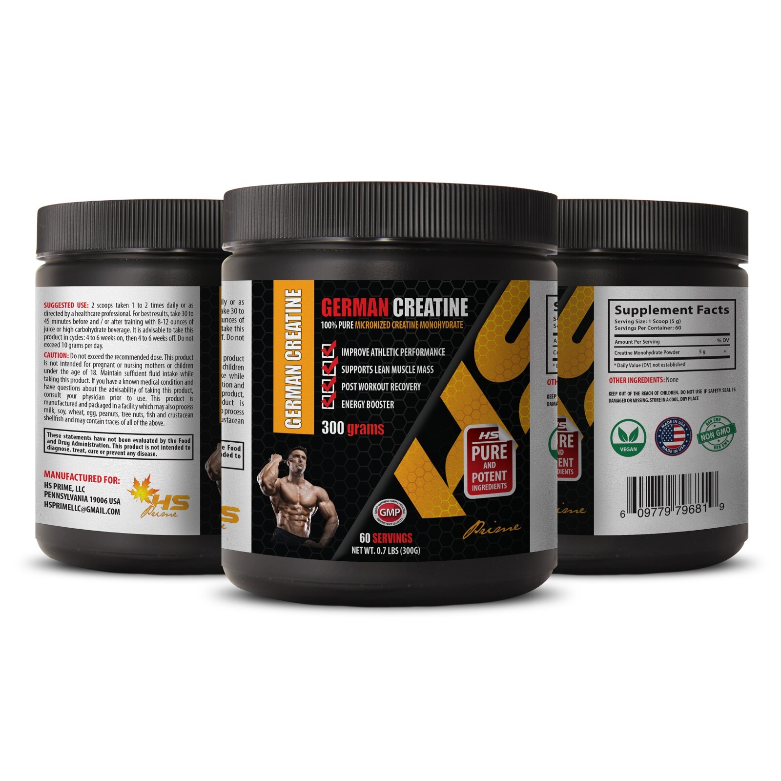 creatine powder – CREATINE MONOHYDRATE POWDER 300g – mass gainer – 3 Bottles