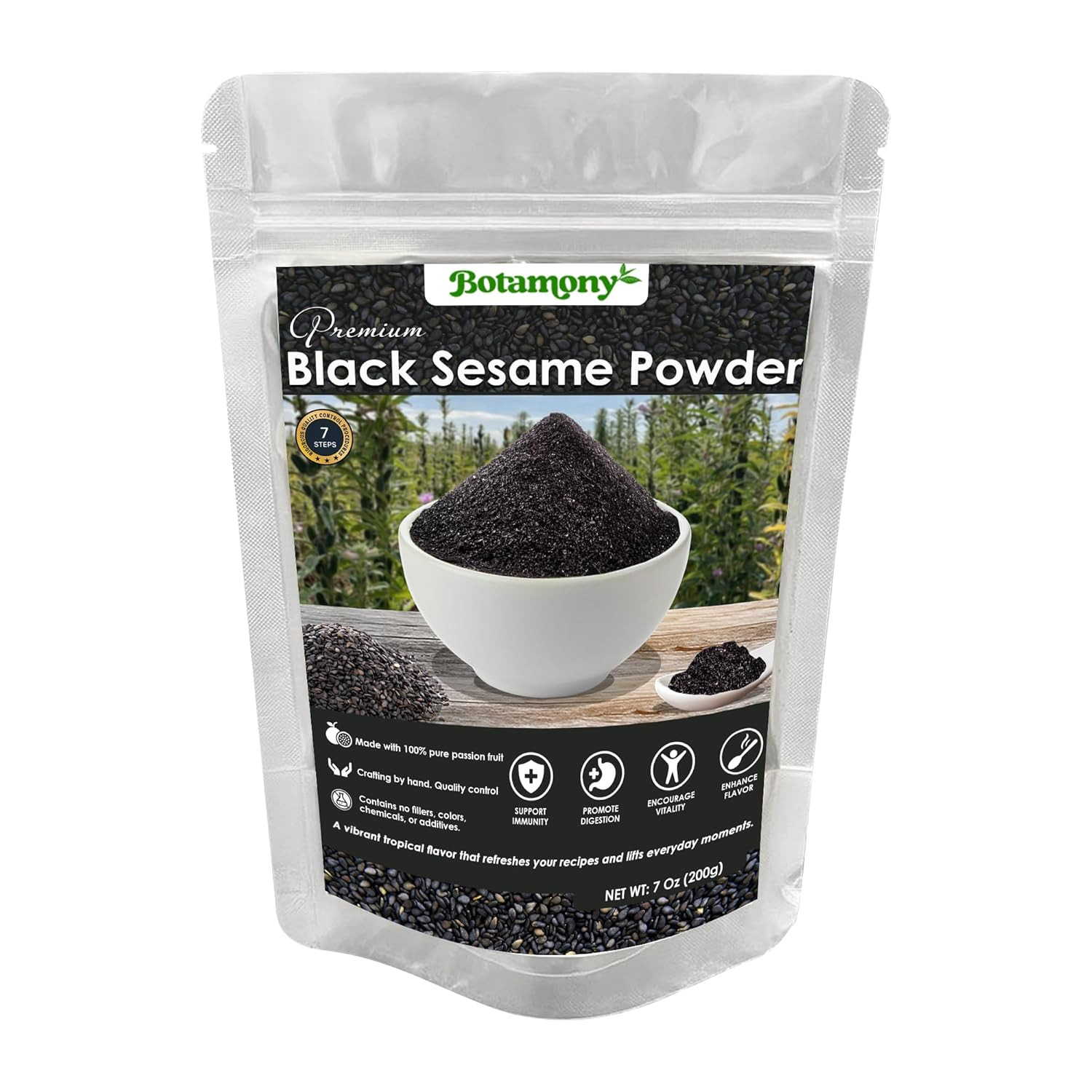 Black Sesame Powder 12.3Oz, Vegan Gluten-Free Non-Gmo, Plant Protein & Fiber, Ri