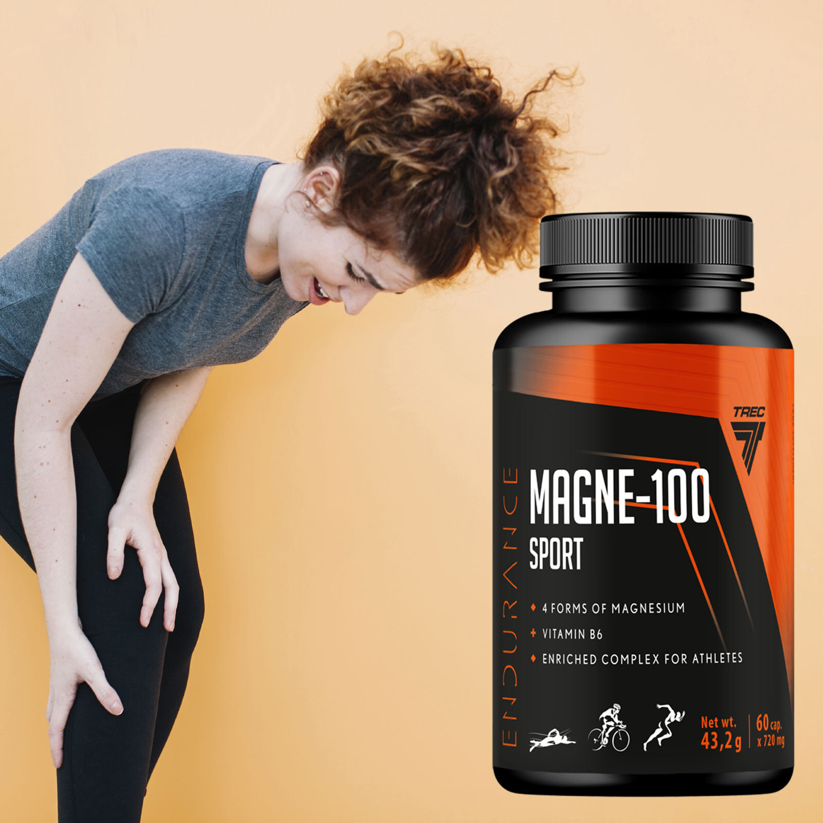 MAGNE-100 SPORT 60–360 Caps – Magnesium + B6 for Cramps, Energy & Recovery