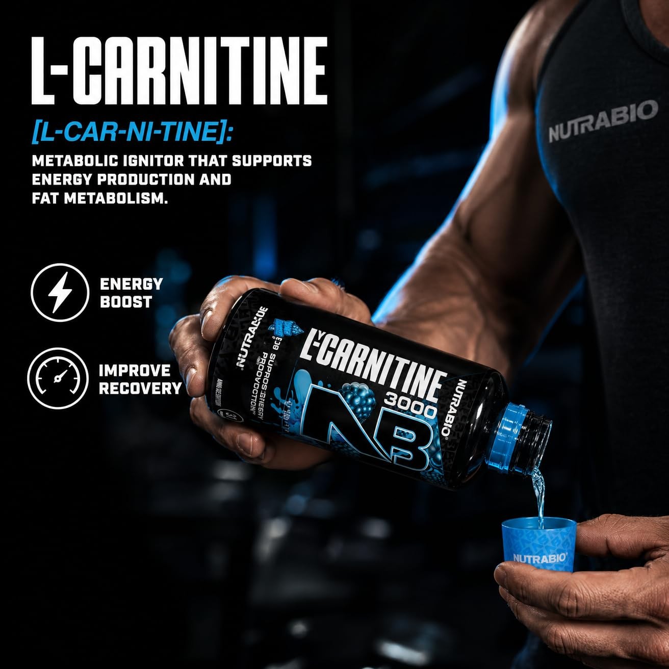 NutraBio – L-Carnitine Liquid Shots – 3000mg, 16 Fl Oz (Pack of 1), Blue