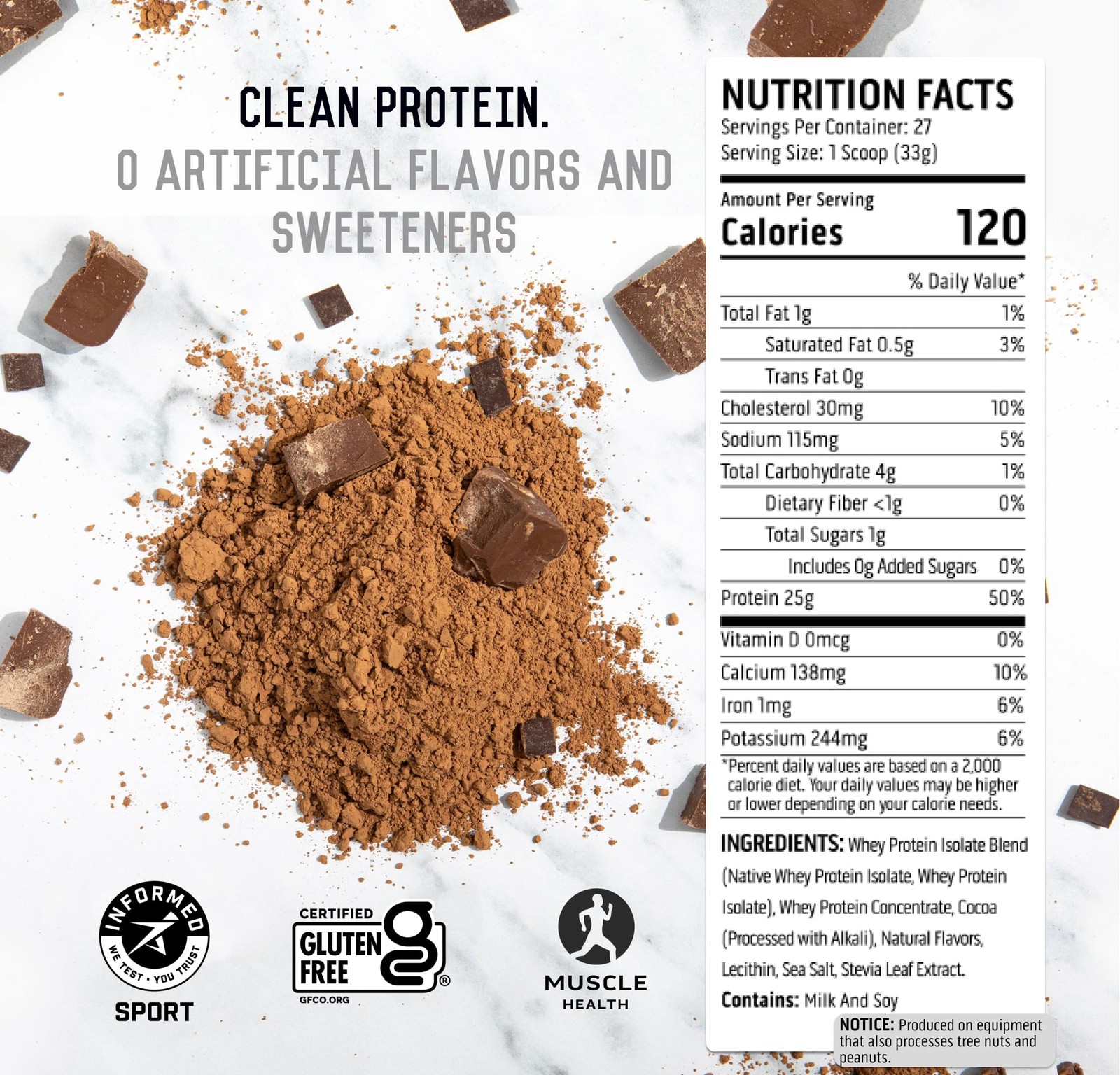 Ascent 100% Whey Protein Powder – Post Workout 2 Pound (Pack of 1), Black