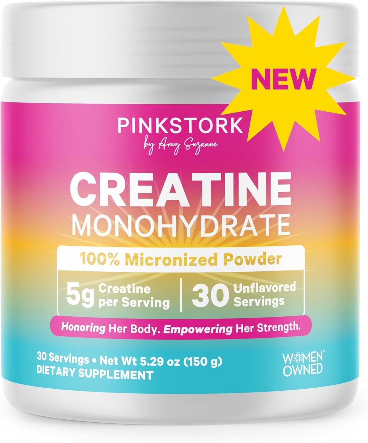 Pink Stork Creatine Powder – By Women for Women – 5g Unflavored – 5.29 oz.