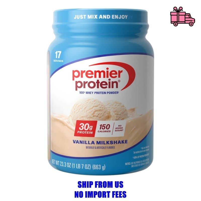 Premier Protein 100% Whey Protein Powder, Vanilla Milkshake, 30g Protein, 23.3 o