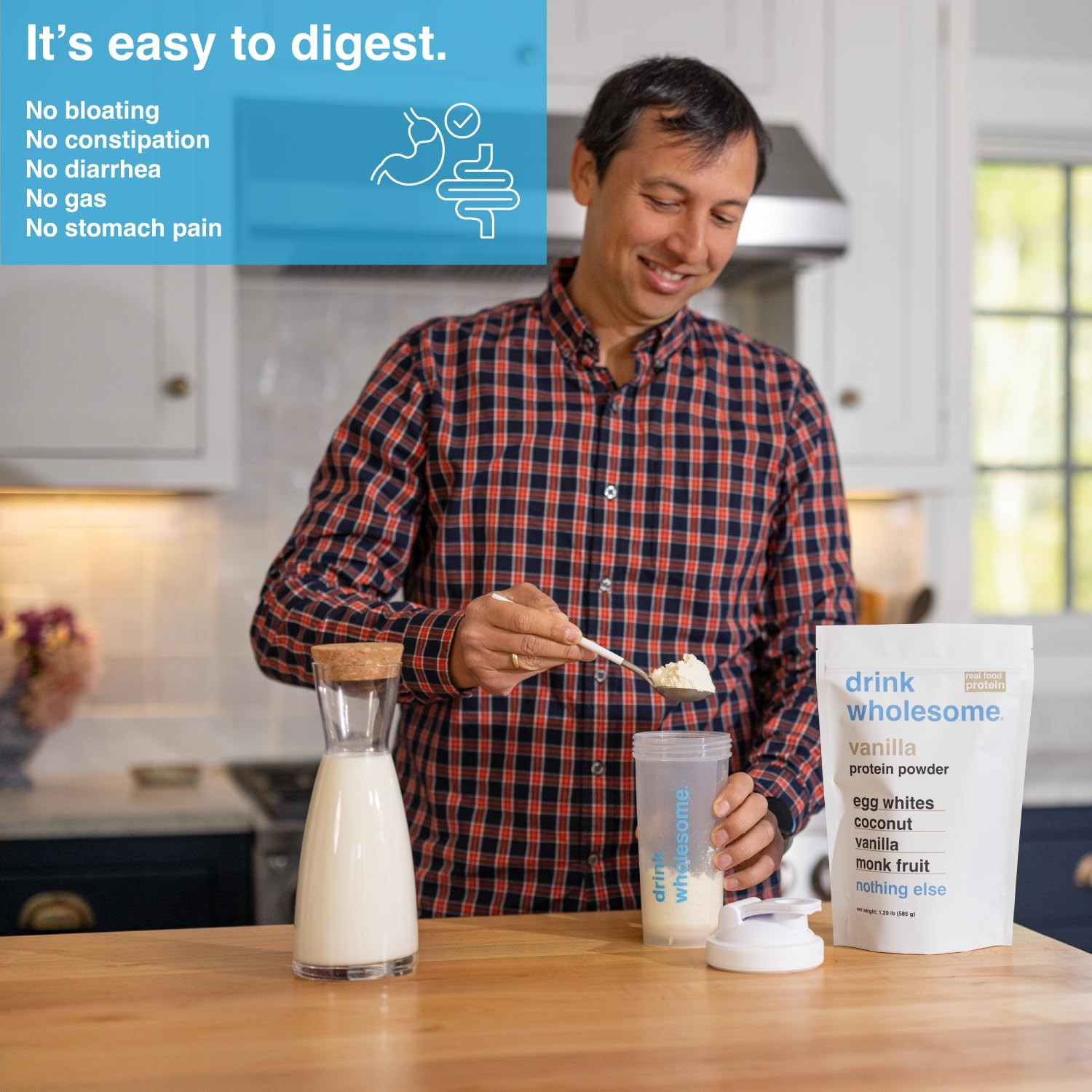 Drink Wholesome Vanilla Egg White Protein Powder For Sensitive Stomachs