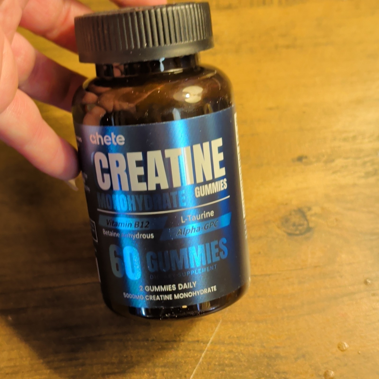 chete Creatine Monohydrate Gummies 60ct 5000mg w/ B12 Taurine Alpha-GPC