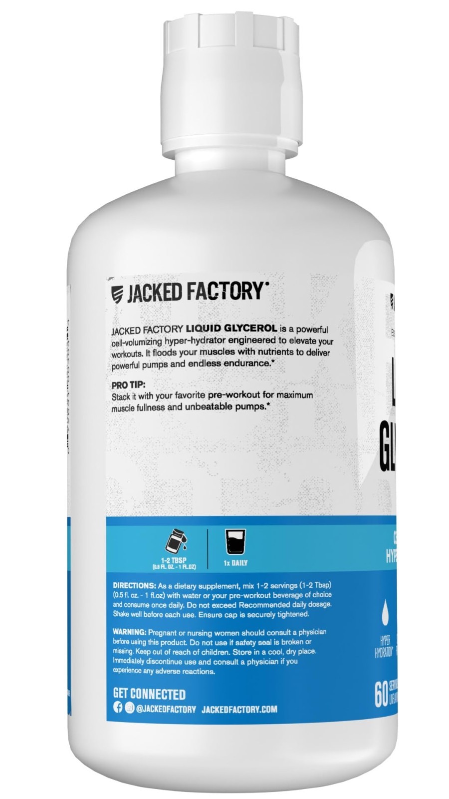 Liquid Glycerol Cell Volume Hyper Hydrator – Vegan Pump Pre Workout, 60 Servings