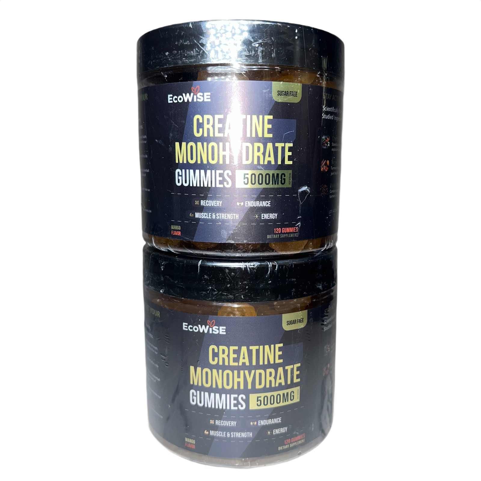 2x Ecowise Creatine Monohydrate Gummies 5000mg Mango 240ct Sugar Free BB 05/26