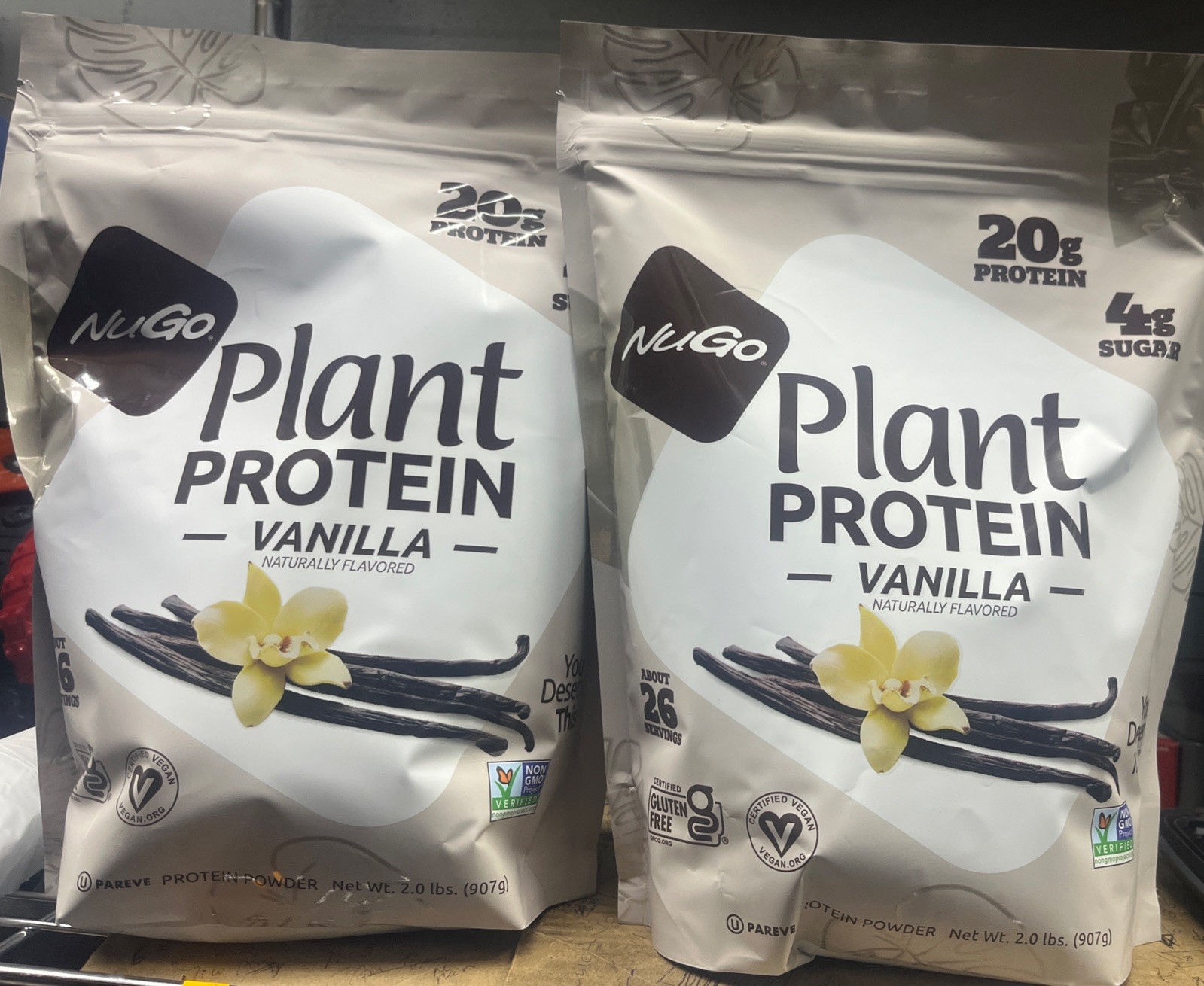 Lot of 2 NuGo Nutrition, Plant Pea Protein, Vanilla, 2 lbs (907 g) Exp 01/2028