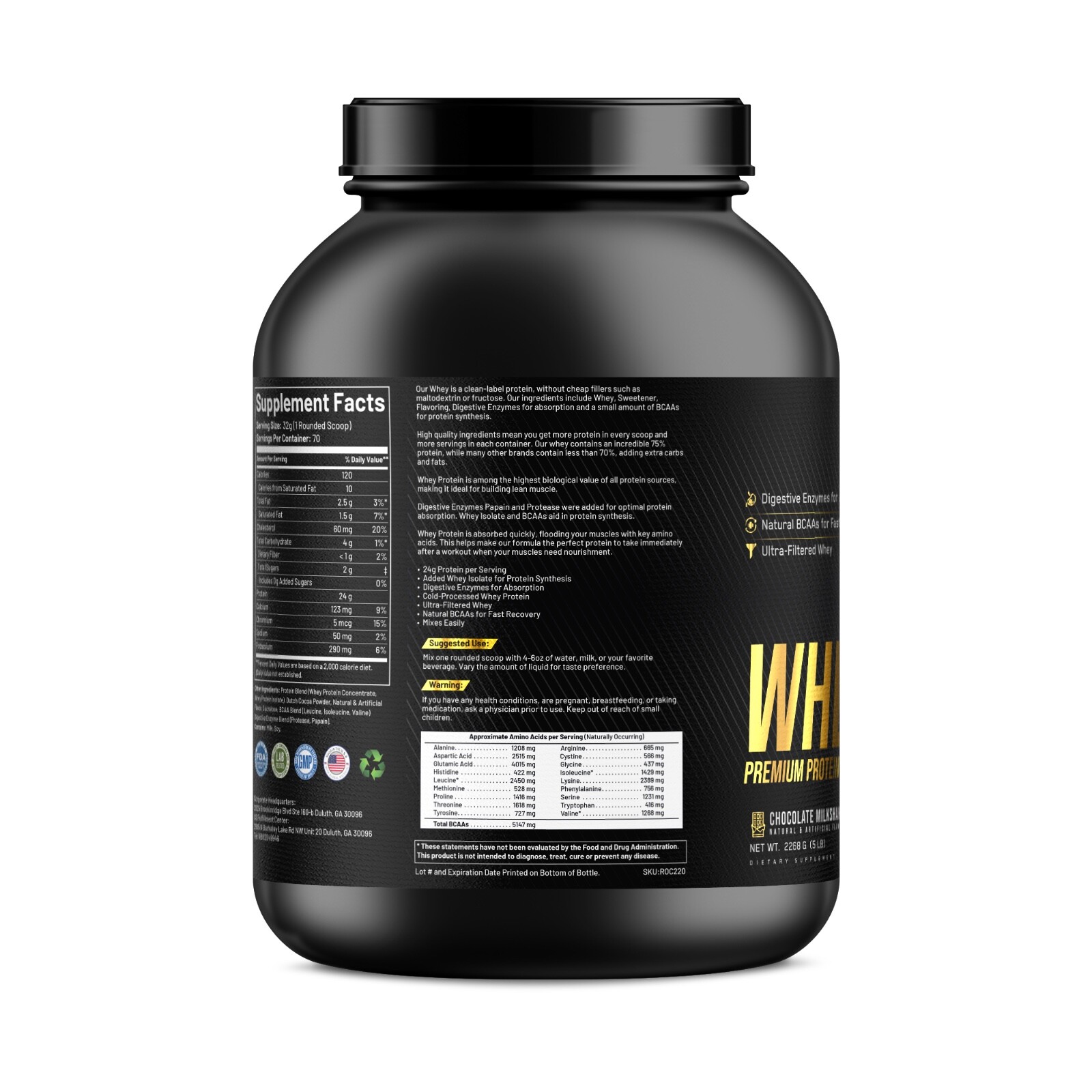 5lb Whey Protein Chocolate – 70 Servings