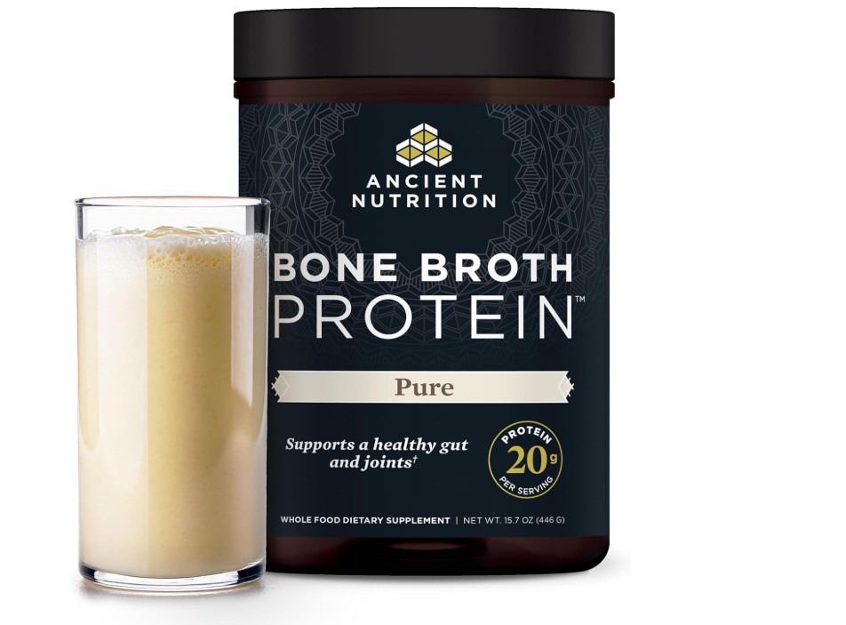 Ancient Nutrition Bone Broth Protein Powder 20g – Pure 40 servings (20 x 2-pack)