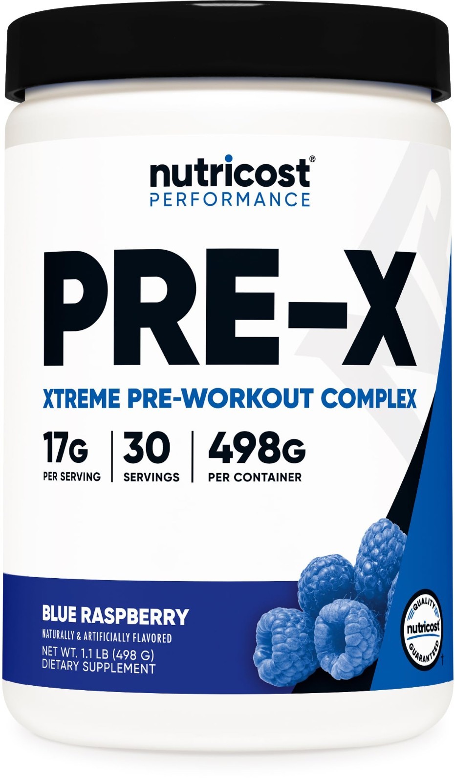 Pre-Workout Powder Complex – Blue Raspberry Flavor, 30 Servings, Vegan, Gluten-F