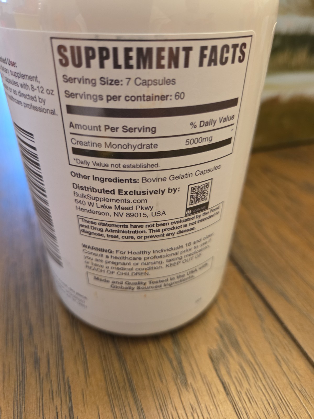 BulkSupplements Creatine Monohydrate Capsules 420 Capsules 07/2027