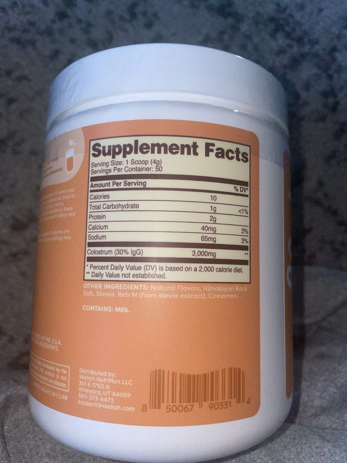 Wellah Colostrum sweetened with stevia 50 servings Powder
