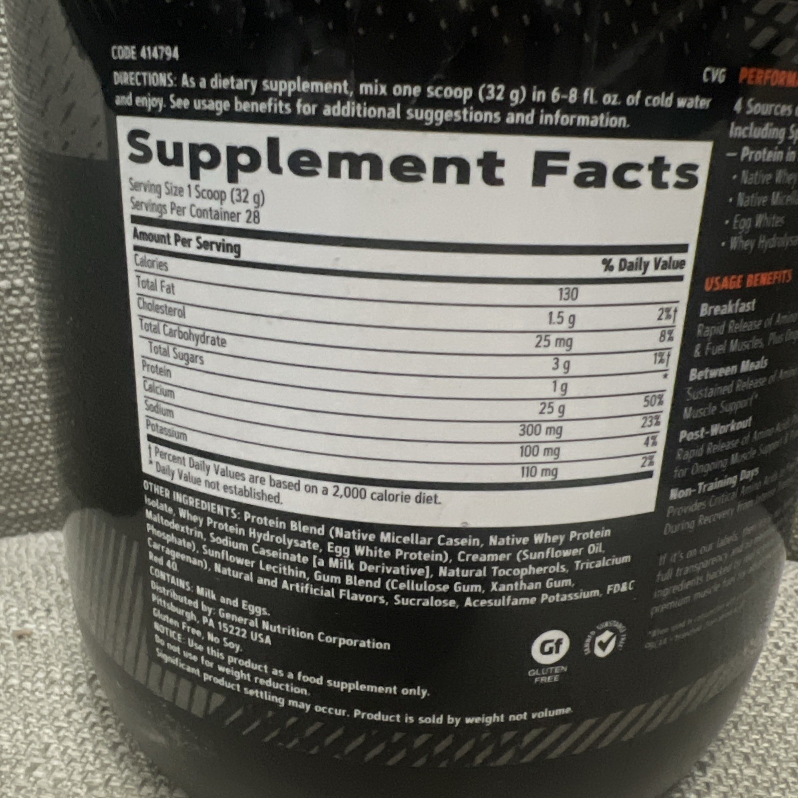 GNC Amp Sustained Protein Blend – Strawberry Milkshake – 1.98 LB