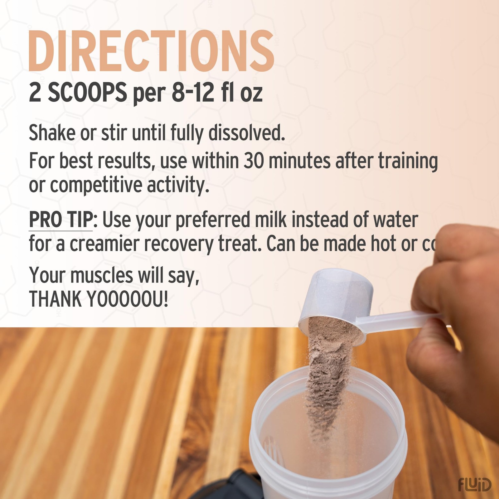Fluid Recovery Post-Workout Drink Mix Whey Isolate Protein L-Glutamine Carbs