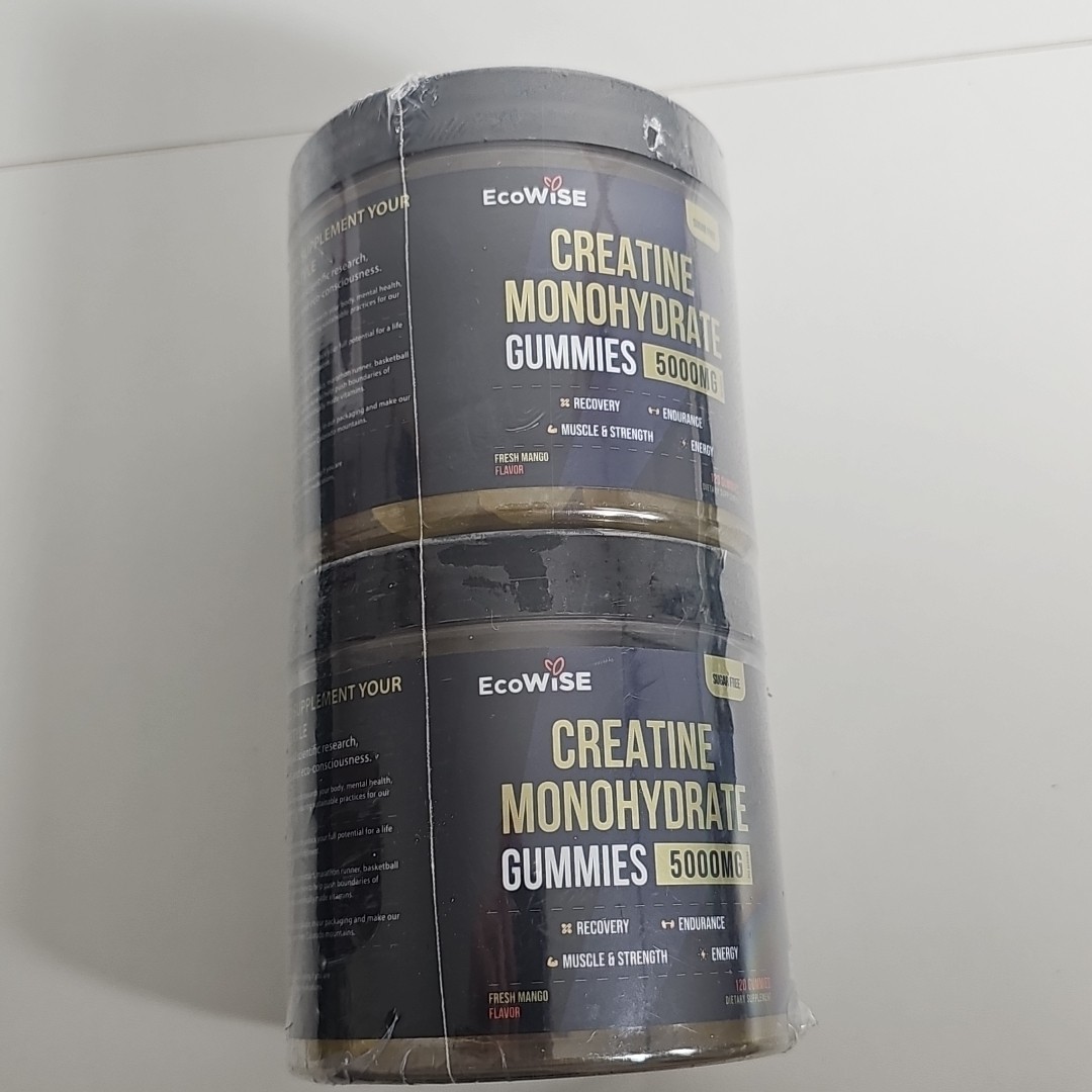 EcoWise Wellness 2 Pack Creatine Monohydrate Gummies 5000 mg Fresh Mango