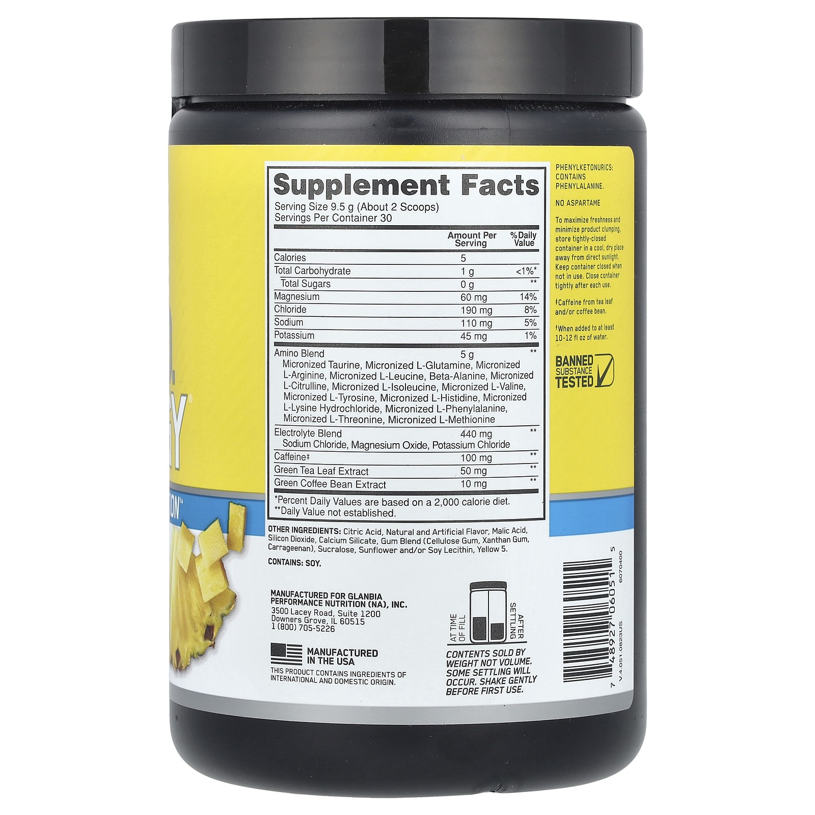 ESSENTIAL AMIN.O. ENERGY + ELECTROLYTES, Pineapple Twist, 10.05 oz (285 g)