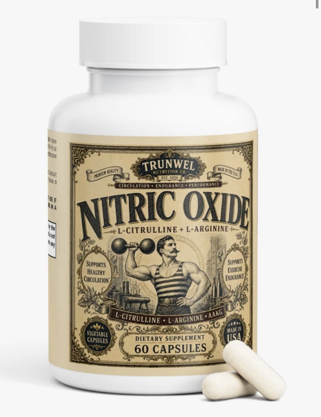 Nitric Oxide L-Citrulline + L-Arginine Premium Quality 60 Veg Capsules