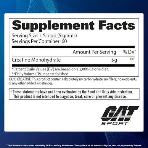 GAT SPORT Creatine Monohydrate Powder – Boost Strength, Brain Health, and – 300