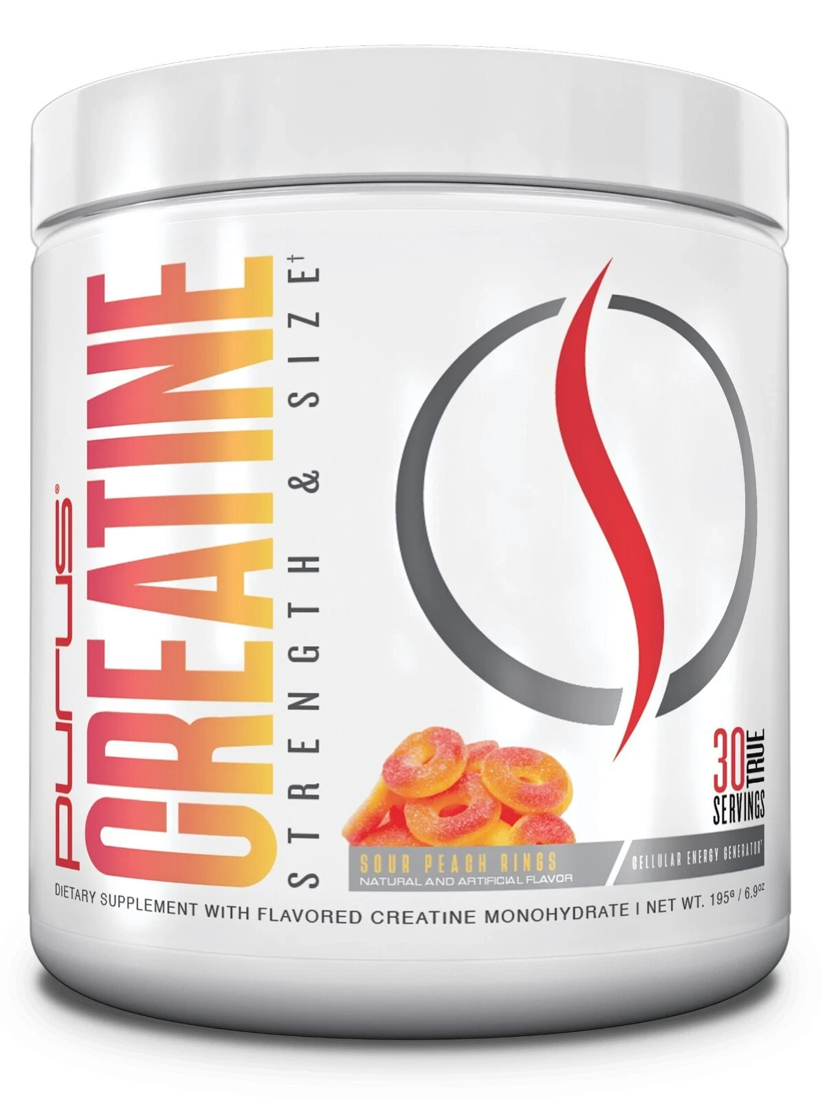 Purus Labs Peach Rings Creatine Monohydrate – Boost Muscle, Power Strength 30srv
