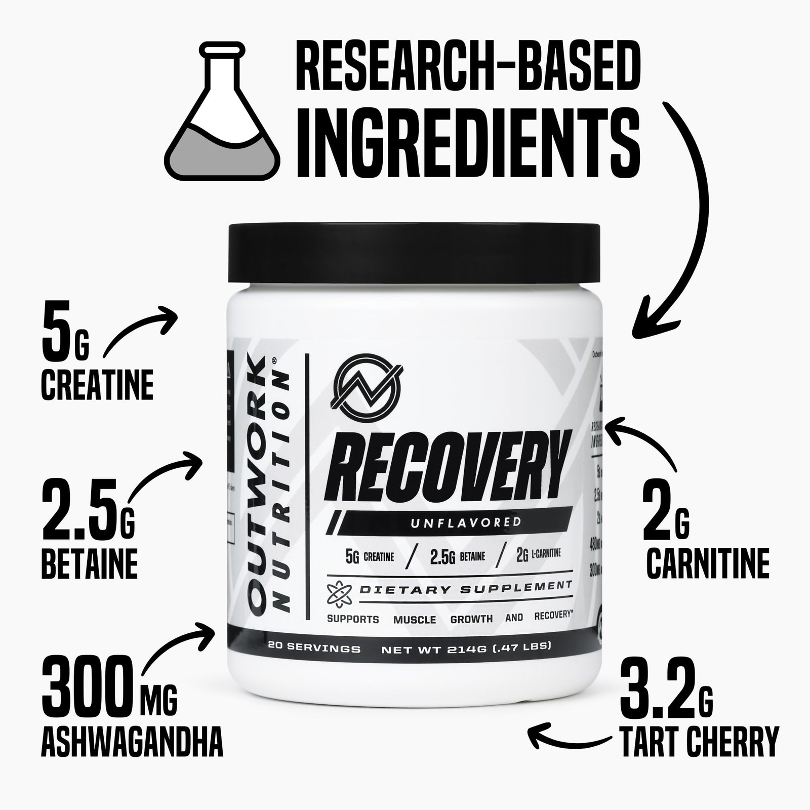 Post Workout Recovery Powder – Creatine Monohydrate, KSM-66 Ashwagandha & Tar…