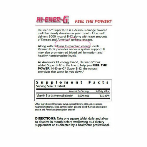Hi-Ener-G, Super B-12, 5000 Mcg, 30 Tabs