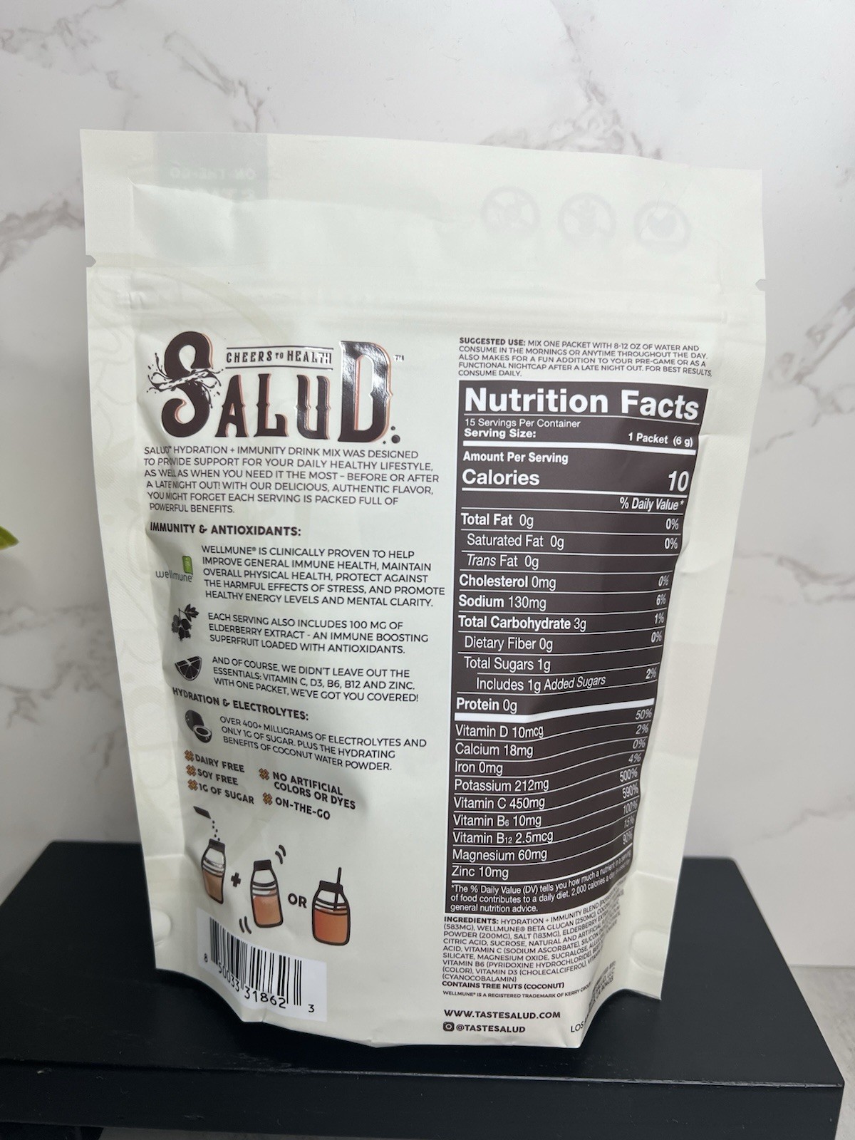 Salud Hydration+Immunity Electrolyte Drink Mix Paloma 15 Exp 04/28