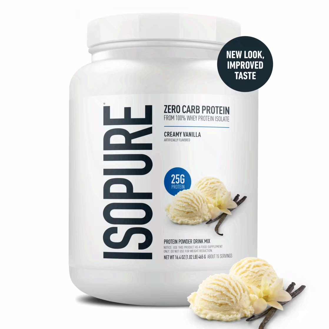 Isopure Zero Carb 100% Whey Protein Isolate Vanilla Protein Powder, 25g, 15 Sers