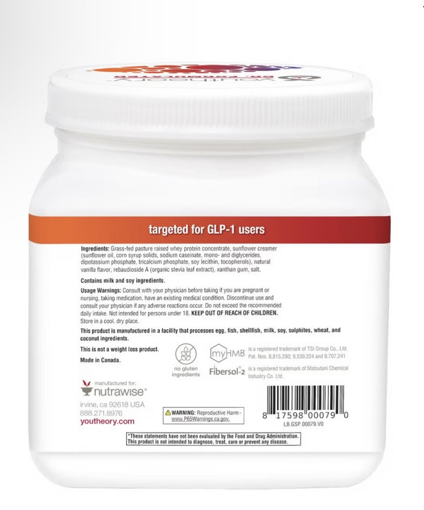 Youtheory Protein Vanilla Flavor 17.1oz EXP 10/2026