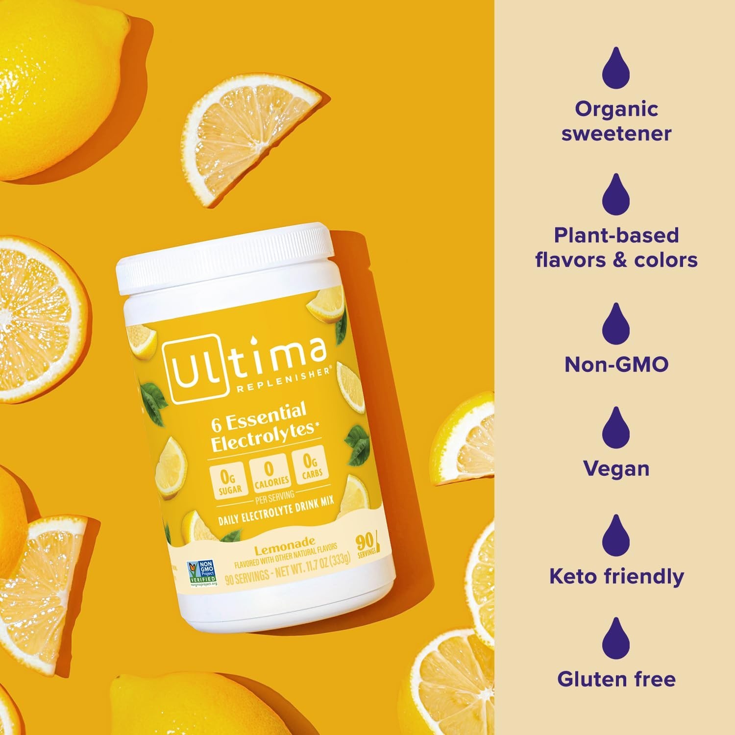 Electrolyte Powder Drink Mix – 90 Servings, Zero Sugar Lemonade, Keto Friendly,