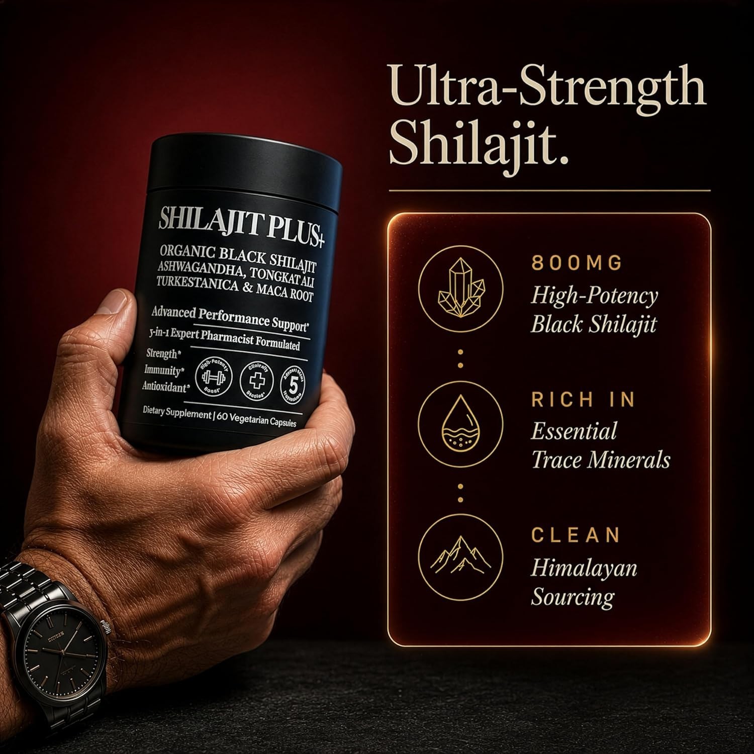 TWO PACK Highest Potency Black Shilajit for Men – Natural Test Booster