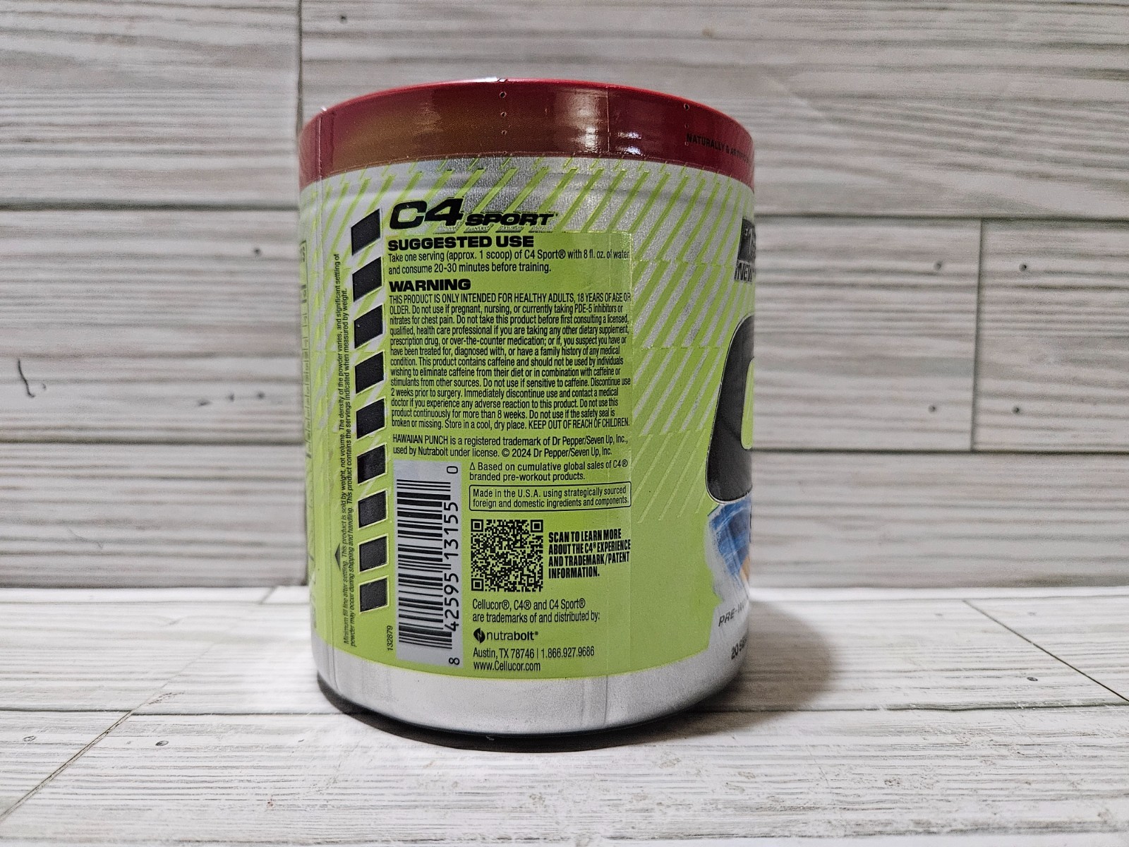 C4 Sport Pre-Workout Hawaiian Punch Fruit Juicy Red 20 Servings 8.9oz 4/2027