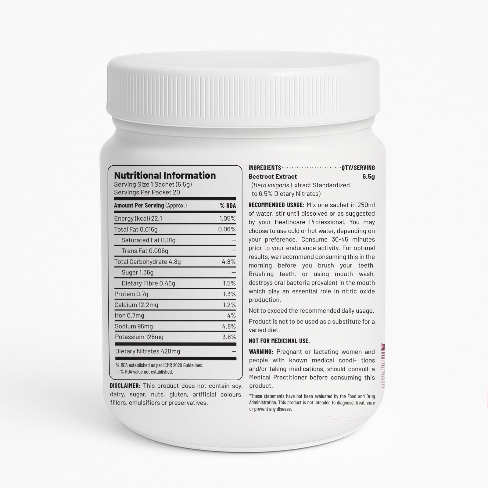 Unived Elite Beet-420 | Beetroot Extract 420mg | Vegan Pre-Workout 20 Servings