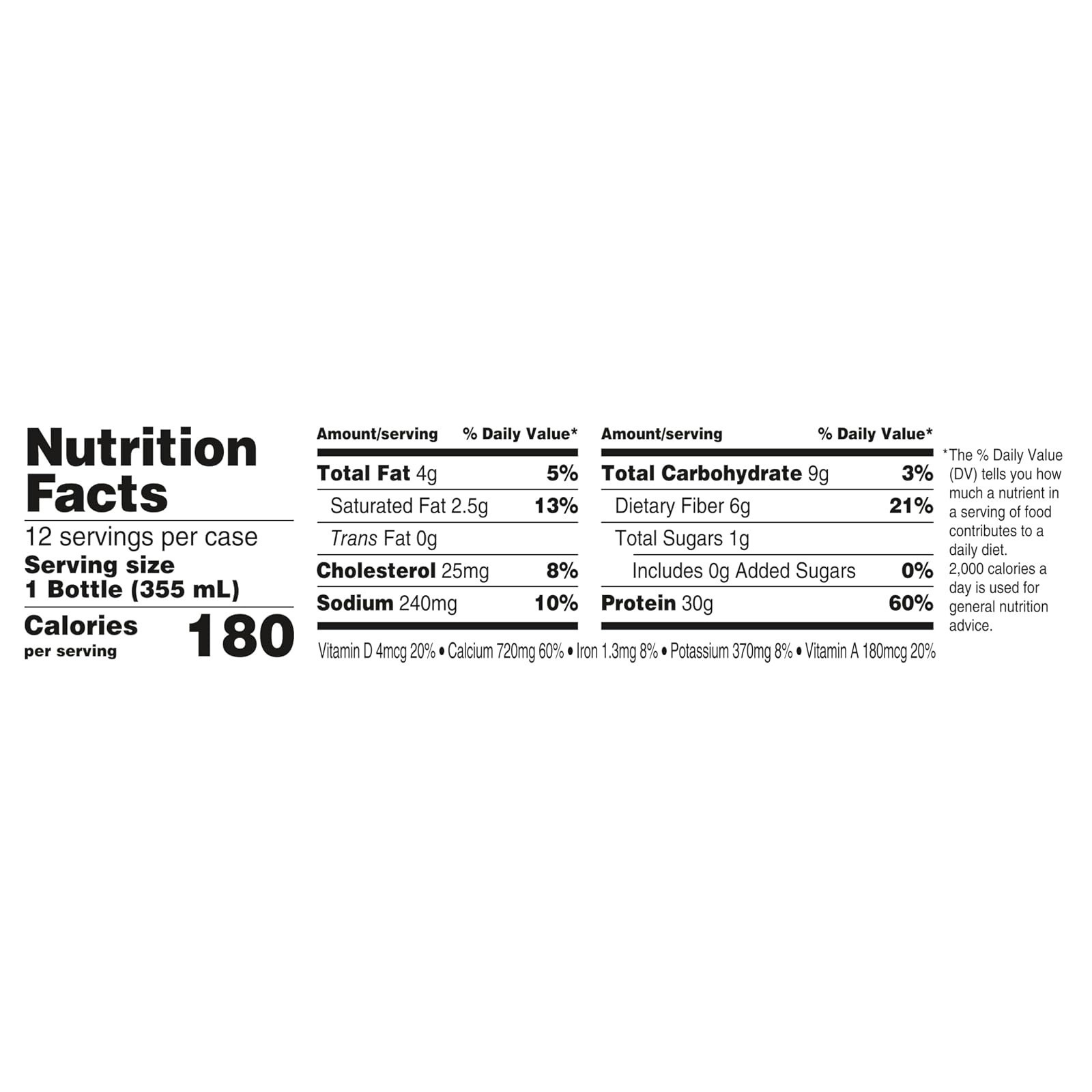 Oikos Chocolate Protein Shake 30g Protein 12 fl oz Bottle 12 Count