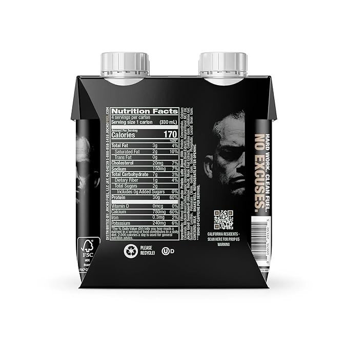 Jocko Molk Protein Shake, Chocolate, 30g Protein, 11 fl oz, 4 Count