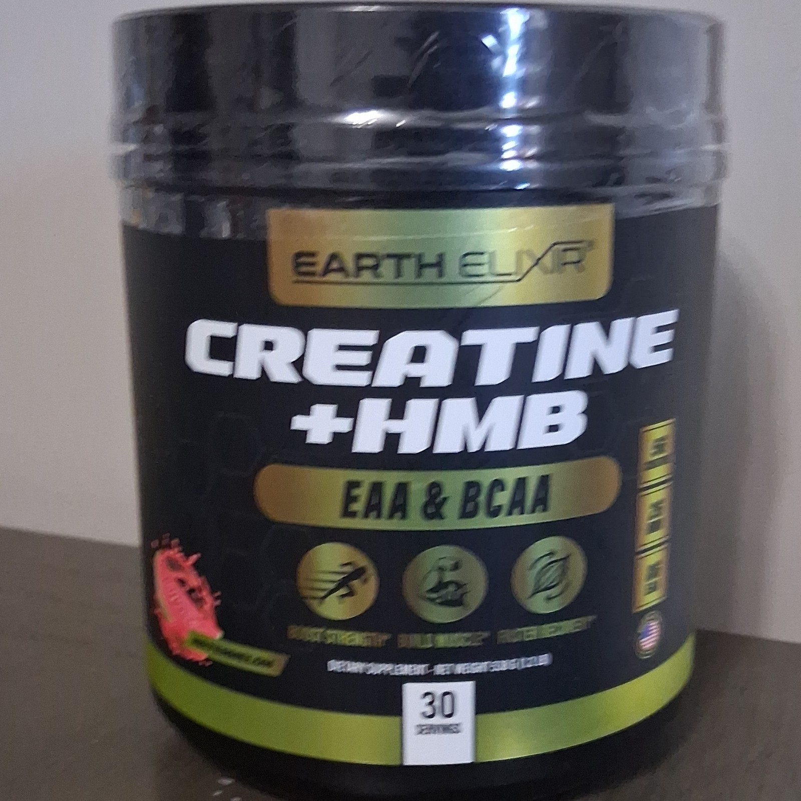 Earth Elixir Creatine + HMB EAA & BCAA Powder, Watermelon, About 30 Servings