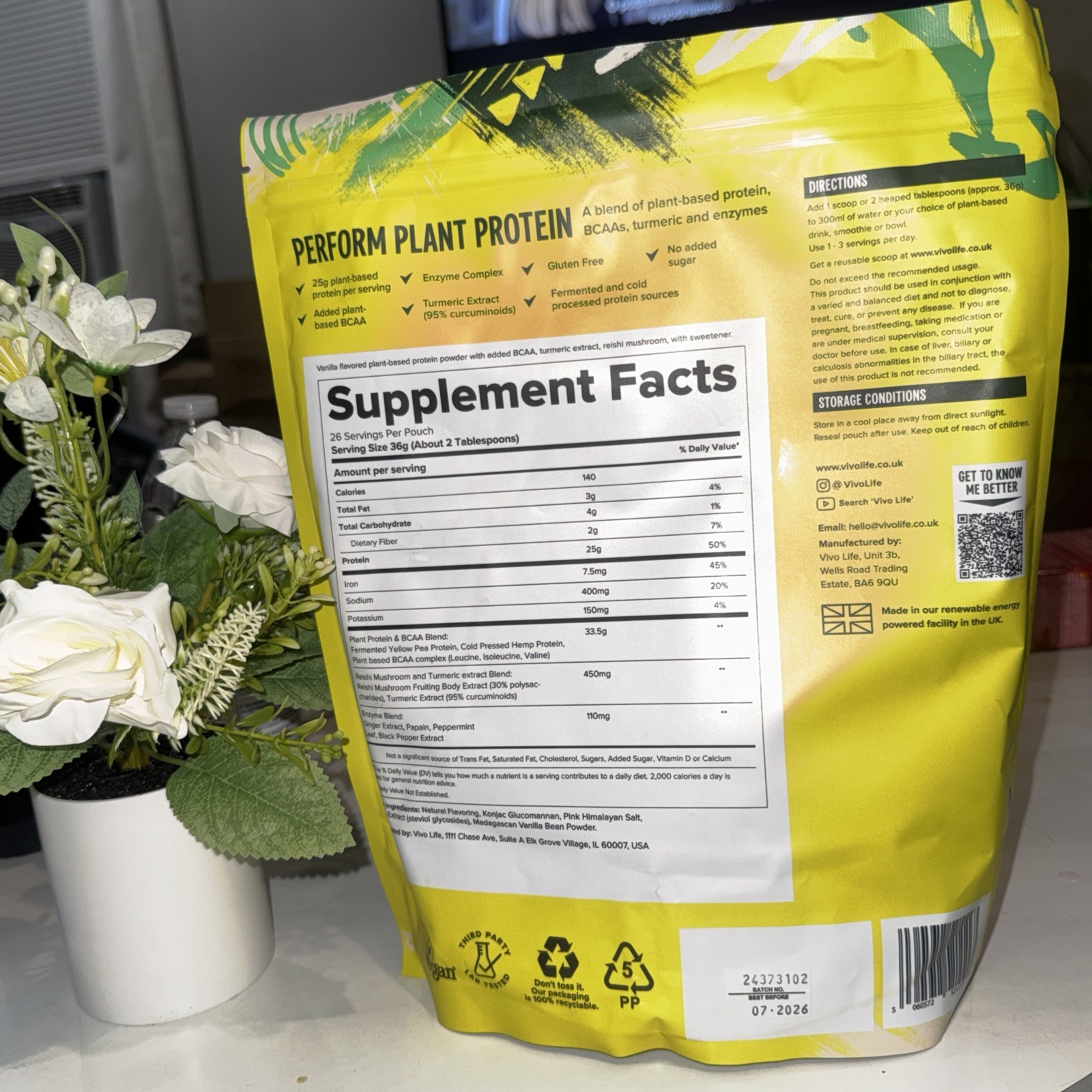 Vivo Life Perform Plant Protein Madagascan Vanilla 936g New ❤️‍🔥