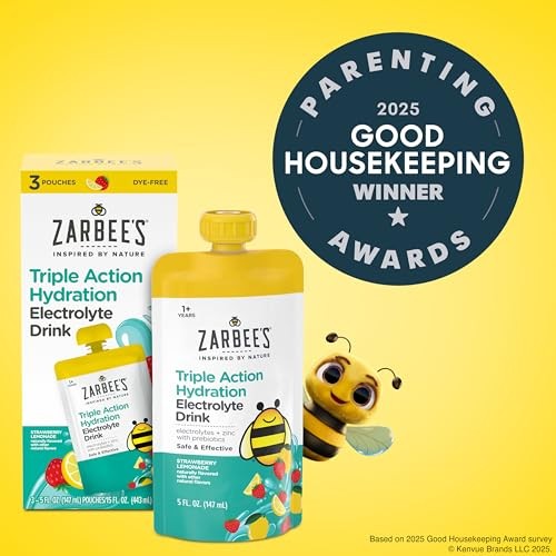 Zarbee’s Triple Action Hydration 5 Fl Oz (Pack of 3) Strawberry Lemonade