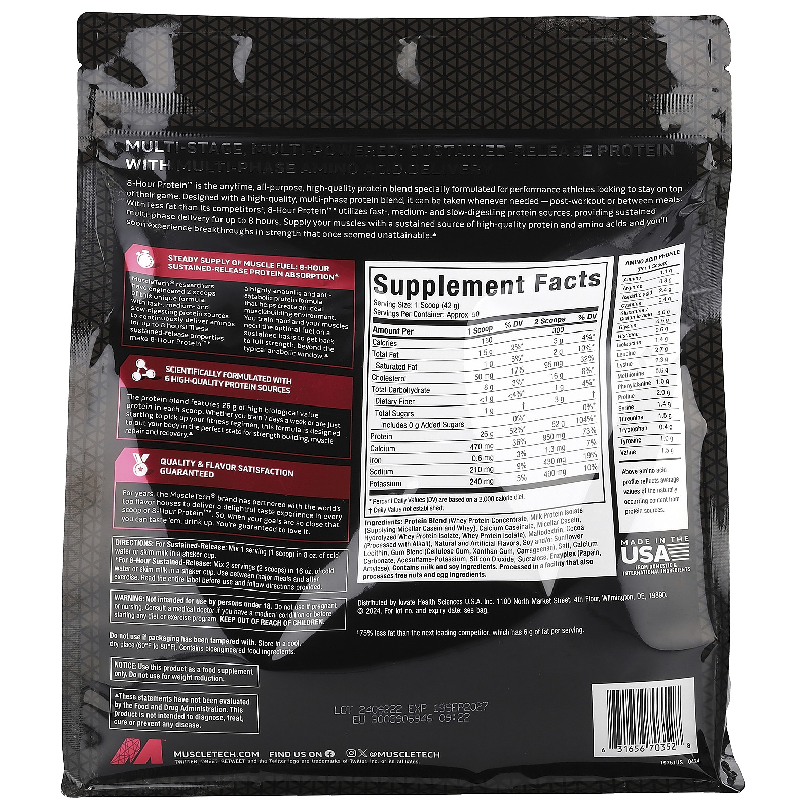 Platinum 8-Hour Protein, Milk Chocolate, 4.60 lbs (2.09 kg)