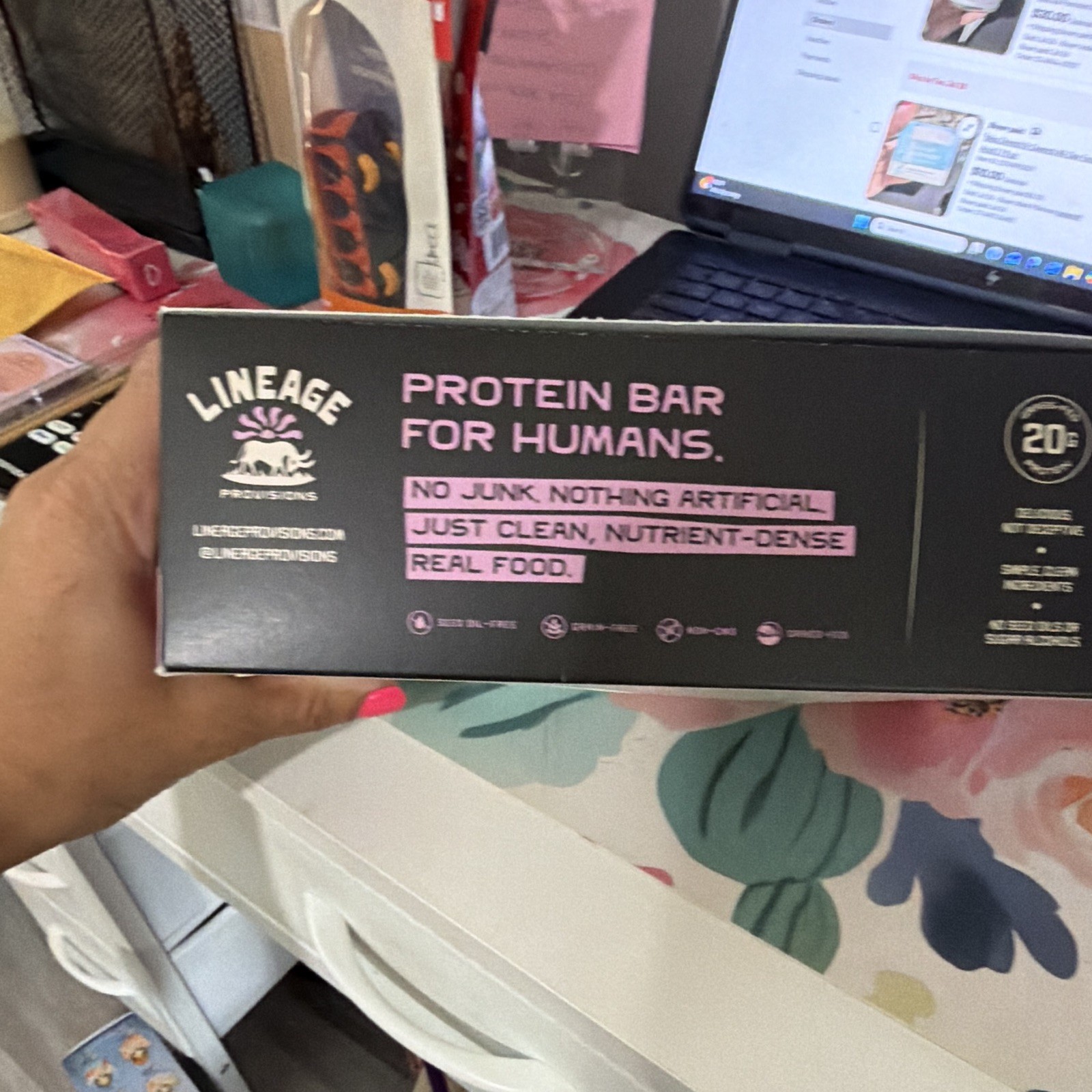 Lineage Provisions Grass Fed Protein Bars Mixed Berry 12 Ct 20g 07/2027