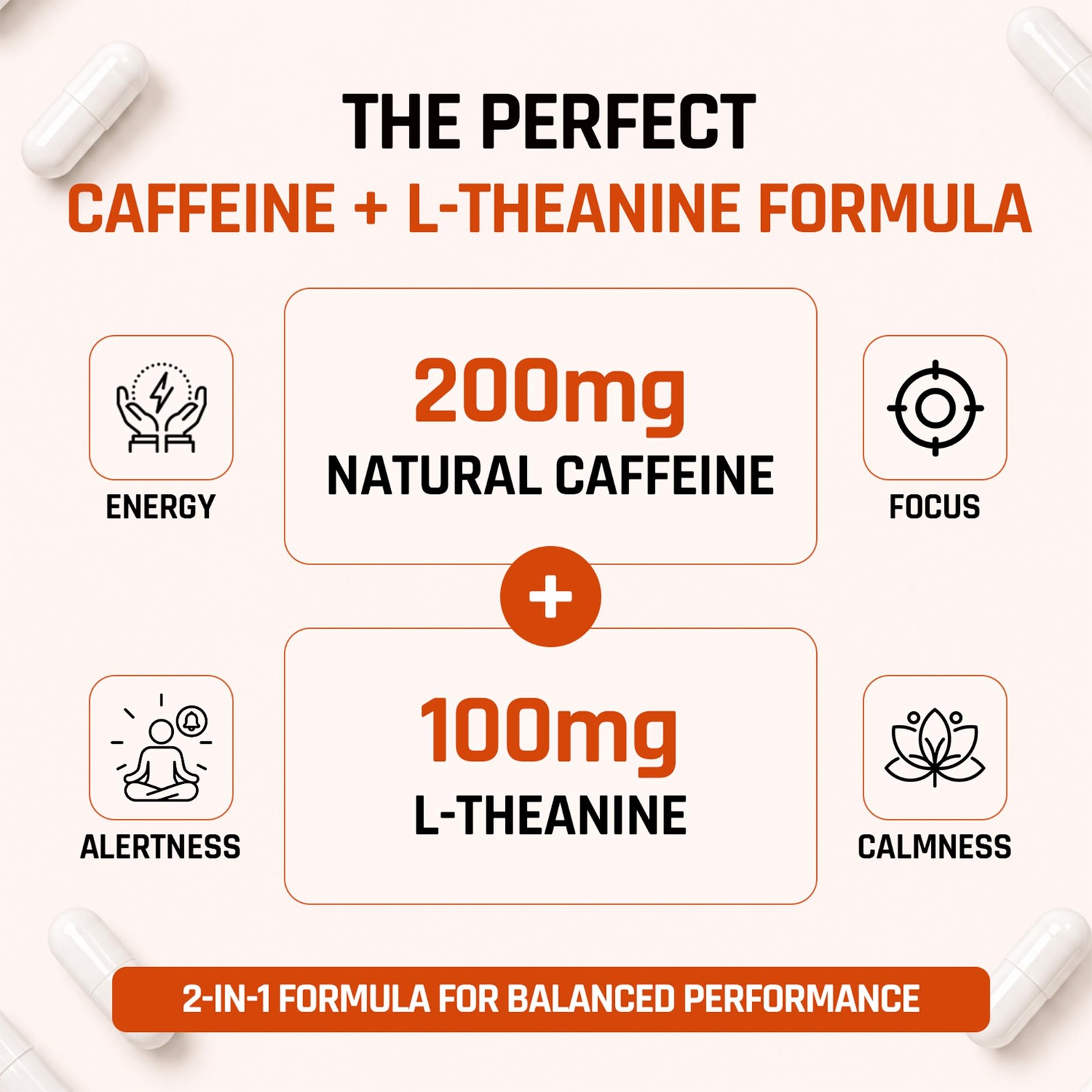 NATURALTEIN Ultimate Caffeine & L-Theanine 100mg | 60 Veg Capsules Energy Boost